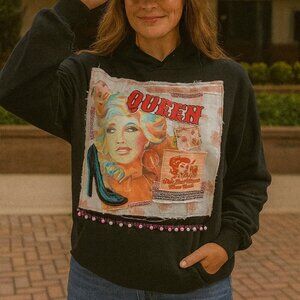 Custom Handmade Dolly Parton Queen Sweatshirt Black 2XL One-of-a-kind